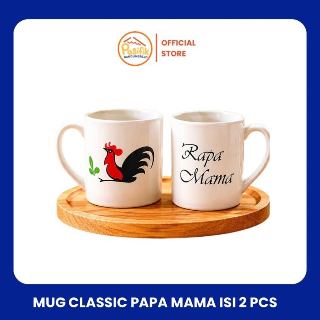 Gelas Mug Classic PAPA MAMA Set Isi 2pcs