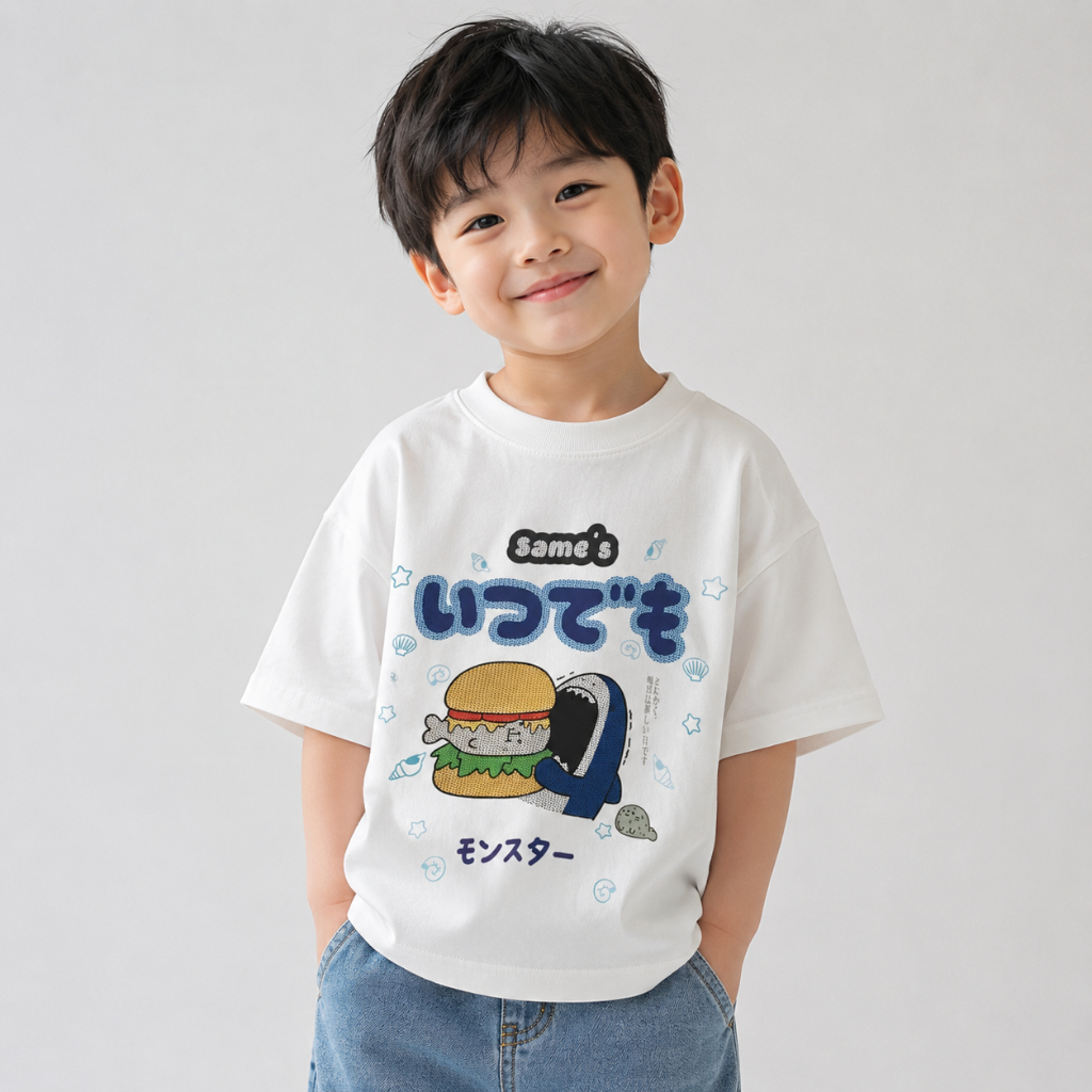Kaos Casual Oversized Hungry Shark Japanese Style T-Shirt