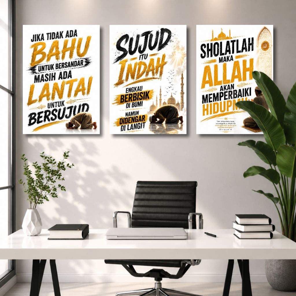 Hiasan Dinding Motivasi Islami Poster Kayu Aesthetic Walldecor
