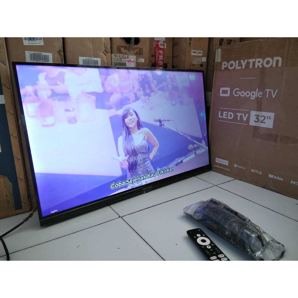 GOOGLE TV LED POLYTRON 32 INC SUDAH DIGITAL TANPA STB KONDISI BEKAS MASIH SEGEL (7662)