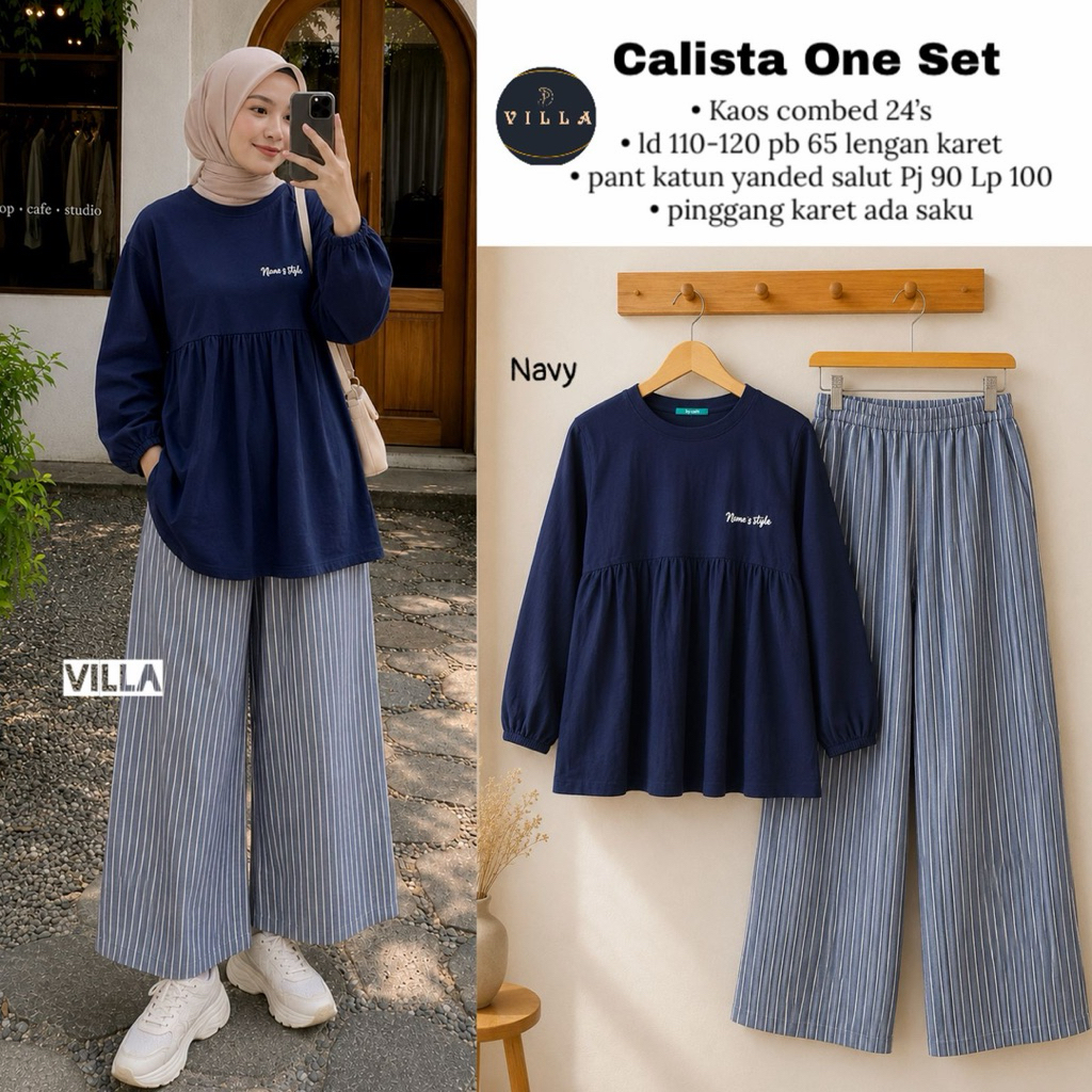 Calista One Set Baju Setelan Wanita by Villa Realpict