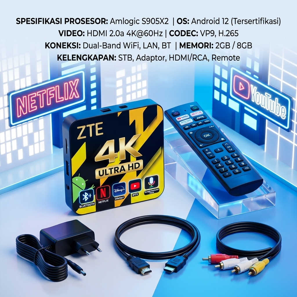Stb Android tv Box Zte 4K B860H V5 Full Aplikasi siap pakai