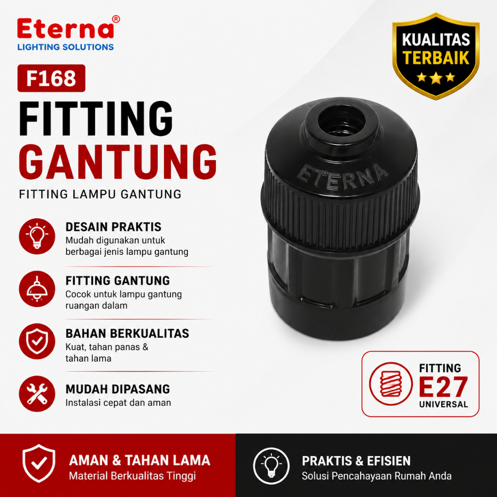 ETERNA Fitting Lampu F168 E27 - Lampu Gantung Tahan Panas 250V 300W