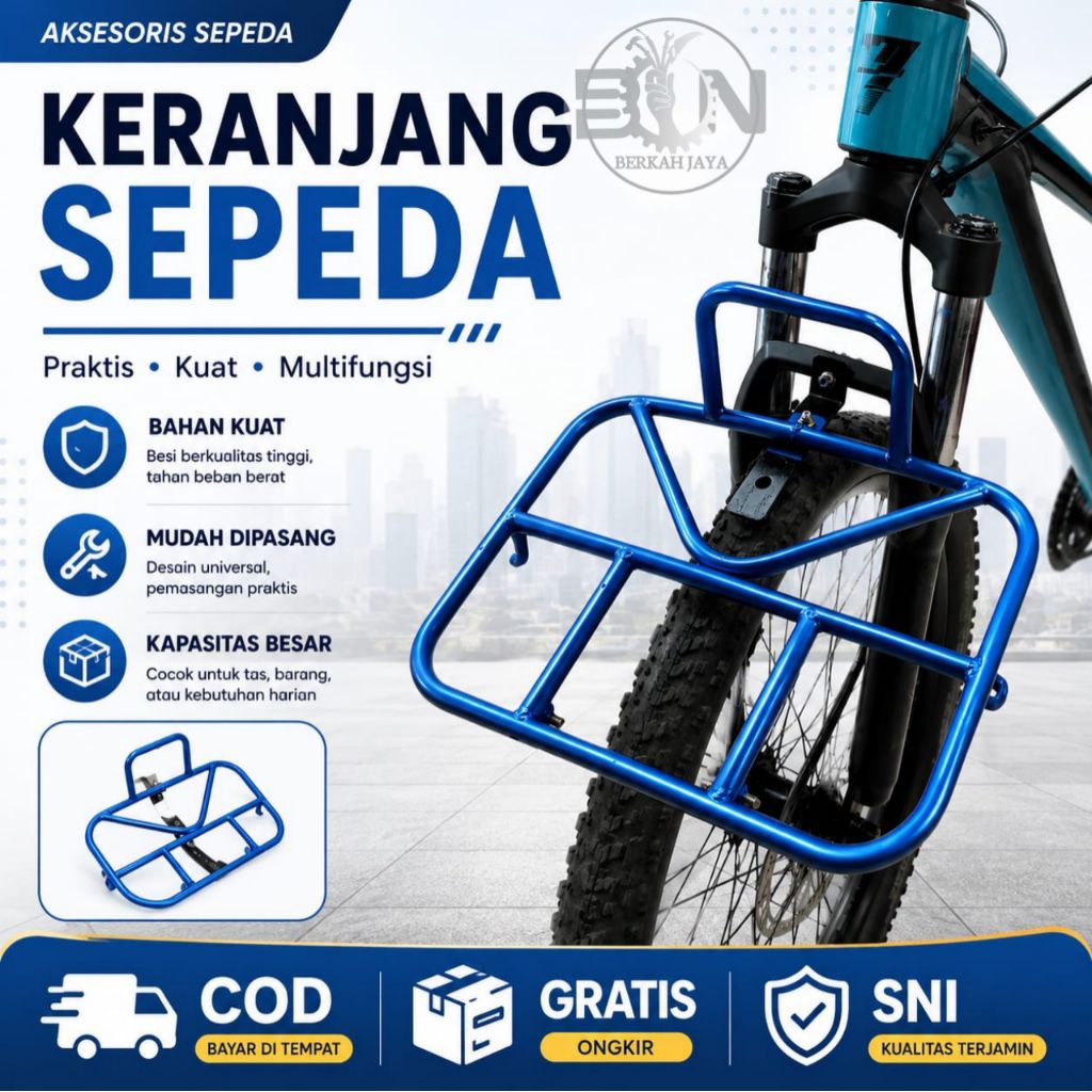 Keranjang Sepeda Depan Front track Universal MTB Federal Lipat Fixie Alas Kayu Premium Tahan Beban 1