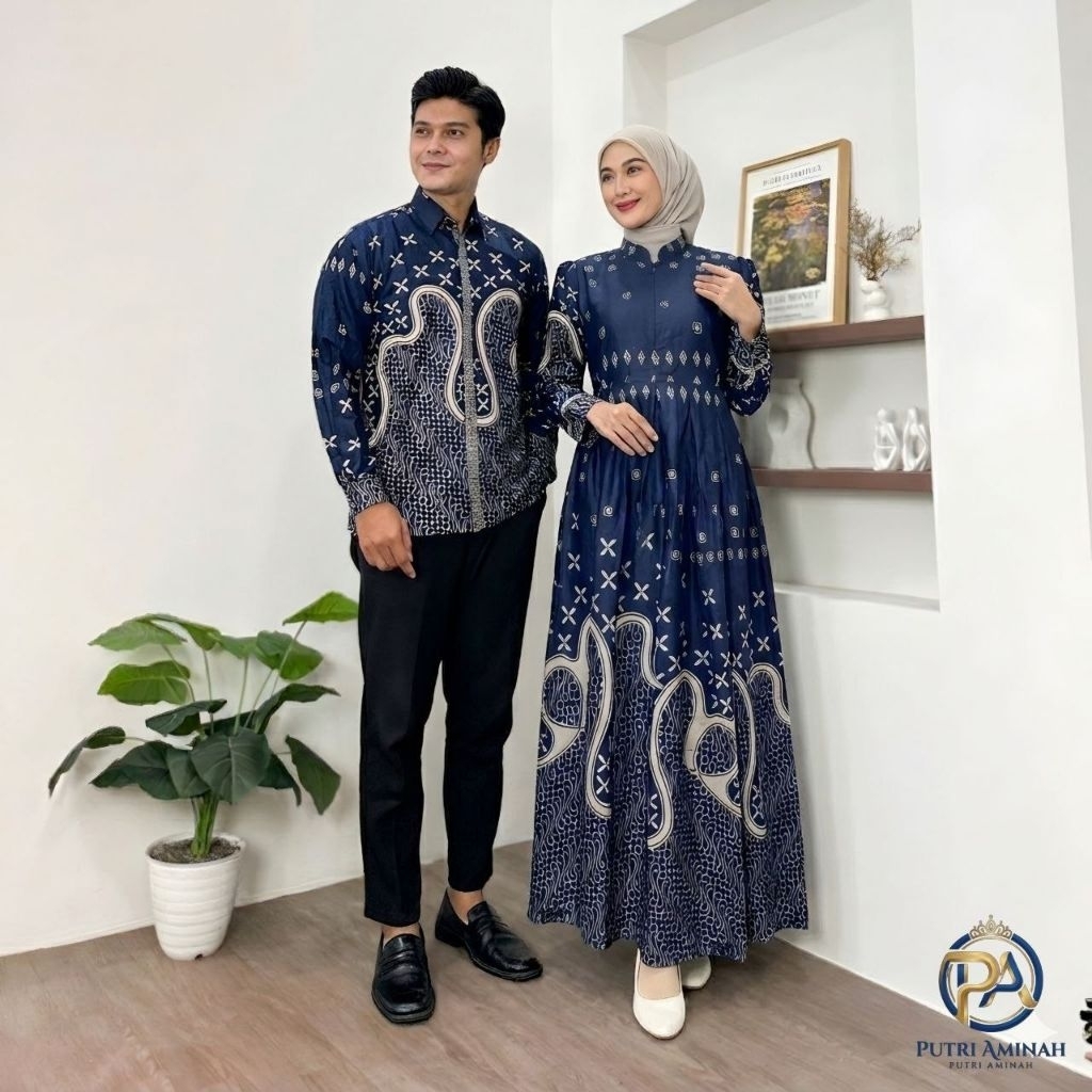 Baju Batik Couple Gamis Pasangan Sarimbit Premium