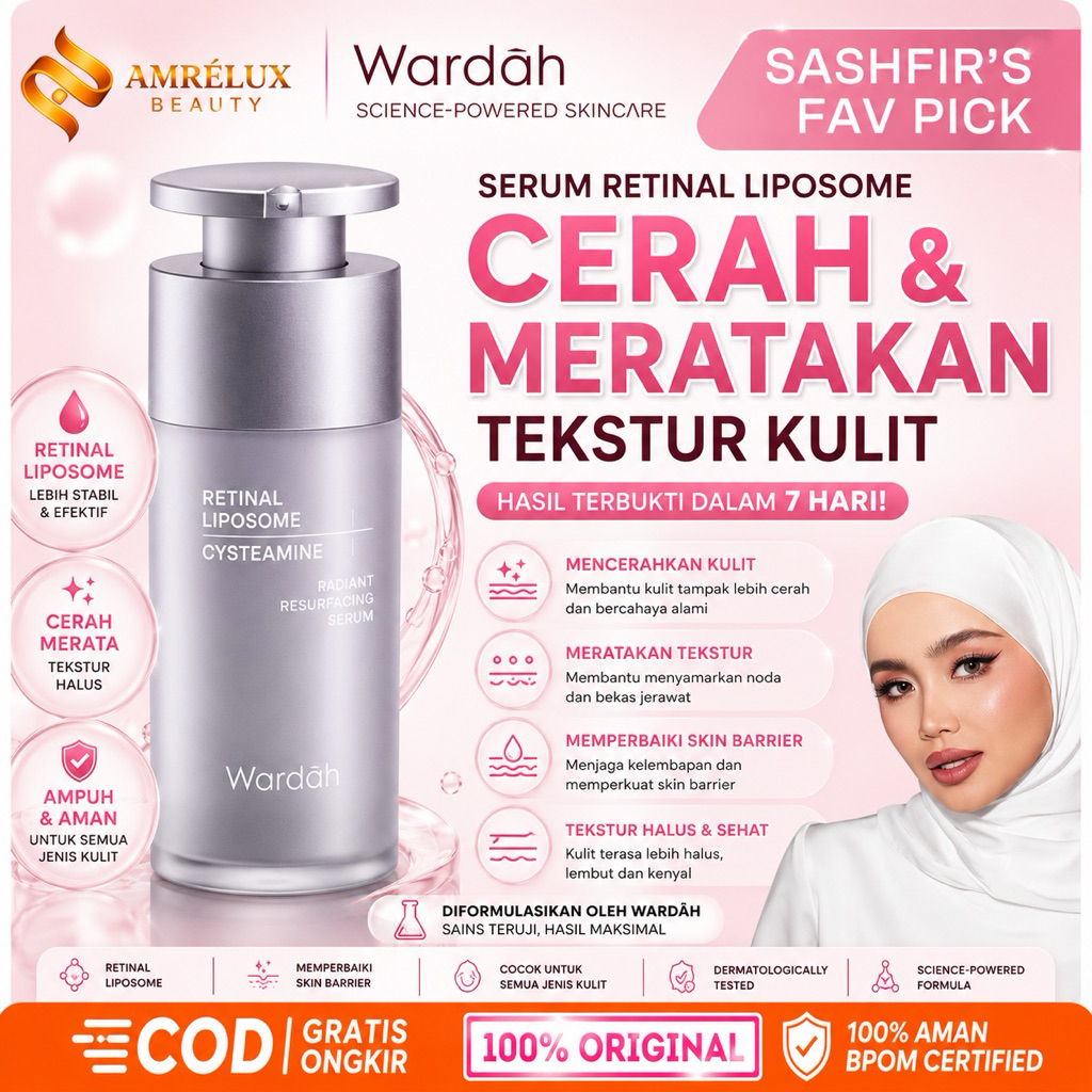 WARDAH Radiant Resurfacing Retinal Cysteamine Serum 30 ml - serum mencerahkan wajah, serum brighteni