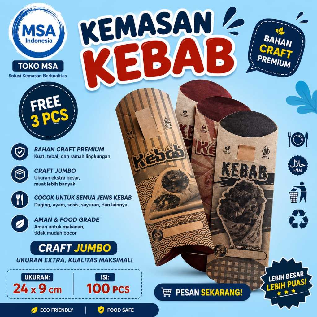 Kemasan kebab estetik  Kemasan kebab kekinian  Kemasan kebab kraft  Kemasan kebab ramah lingkungan  