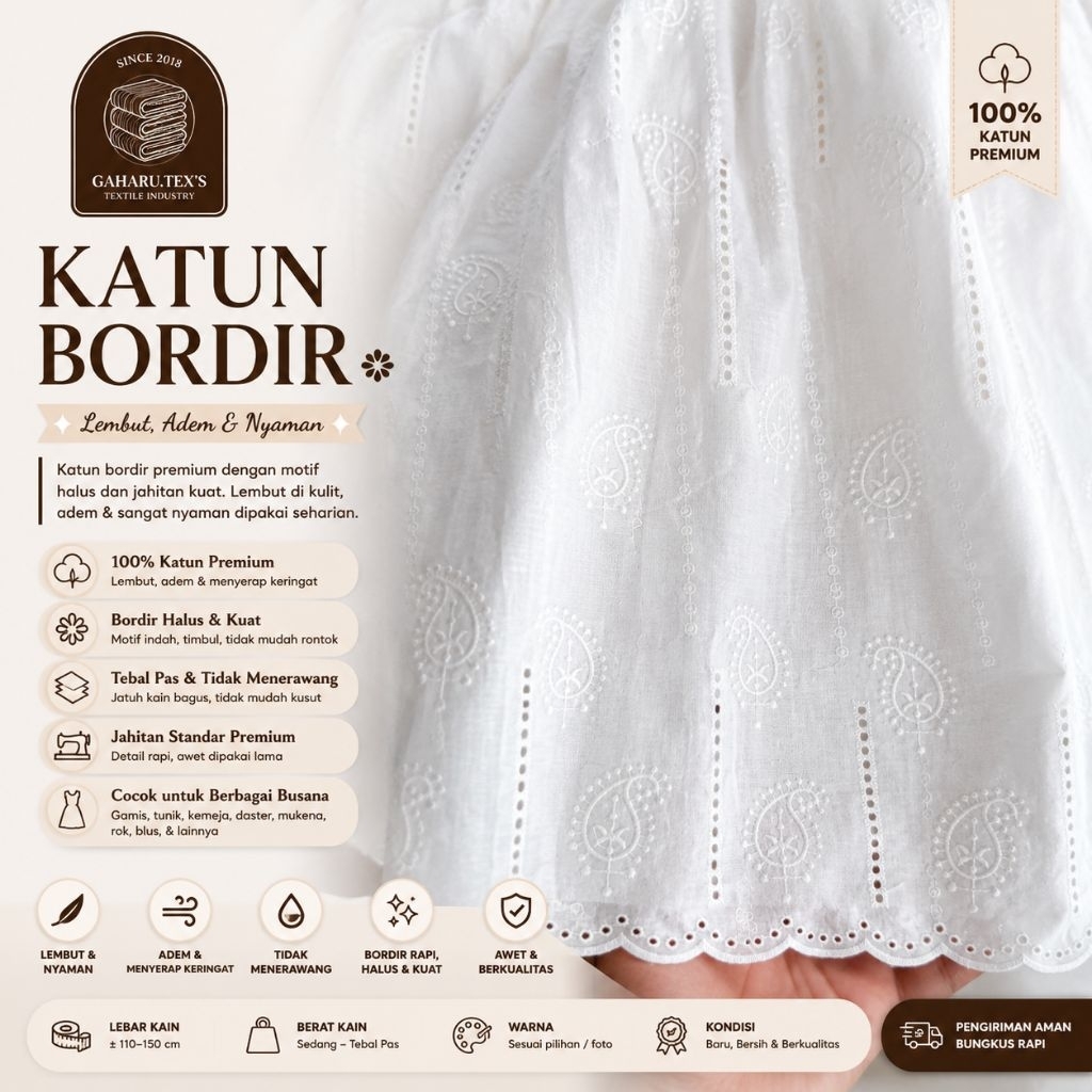bahan katun bordir // katun bordir meteran // katun bordir import