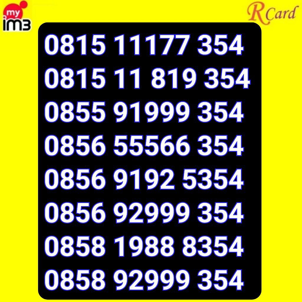 Perdana Nomor Cantik IM3 Indosat 354 1999 9192 5354 11177 313 1988 8354 999 55566 354
