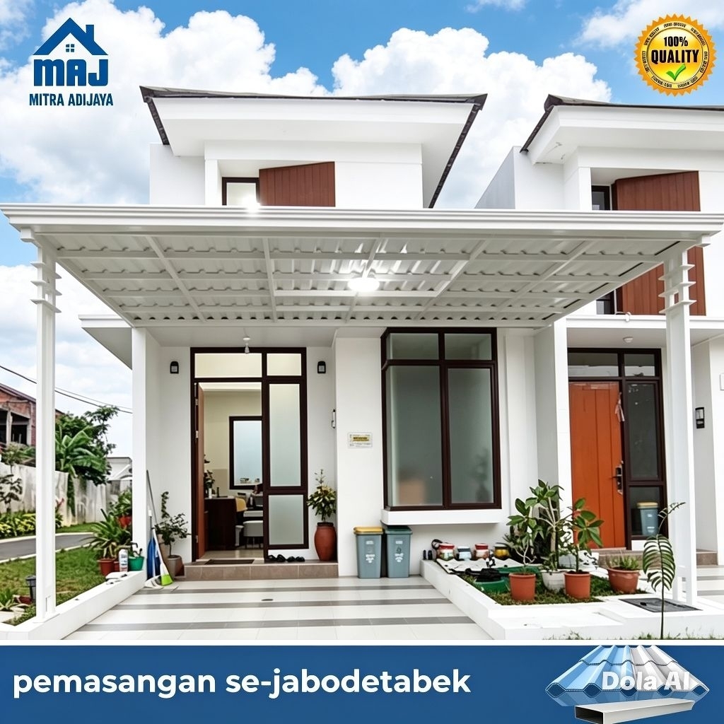 kanopi besi hollow galvanis atap upvc (alderon Doble layer)