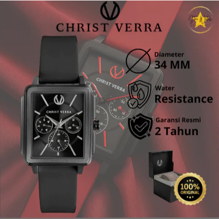 Jam Tangan Christ Verra 12260L Original Ladies Multi Chrono Rubber 34MM Garansi Resmi 2 Tahun