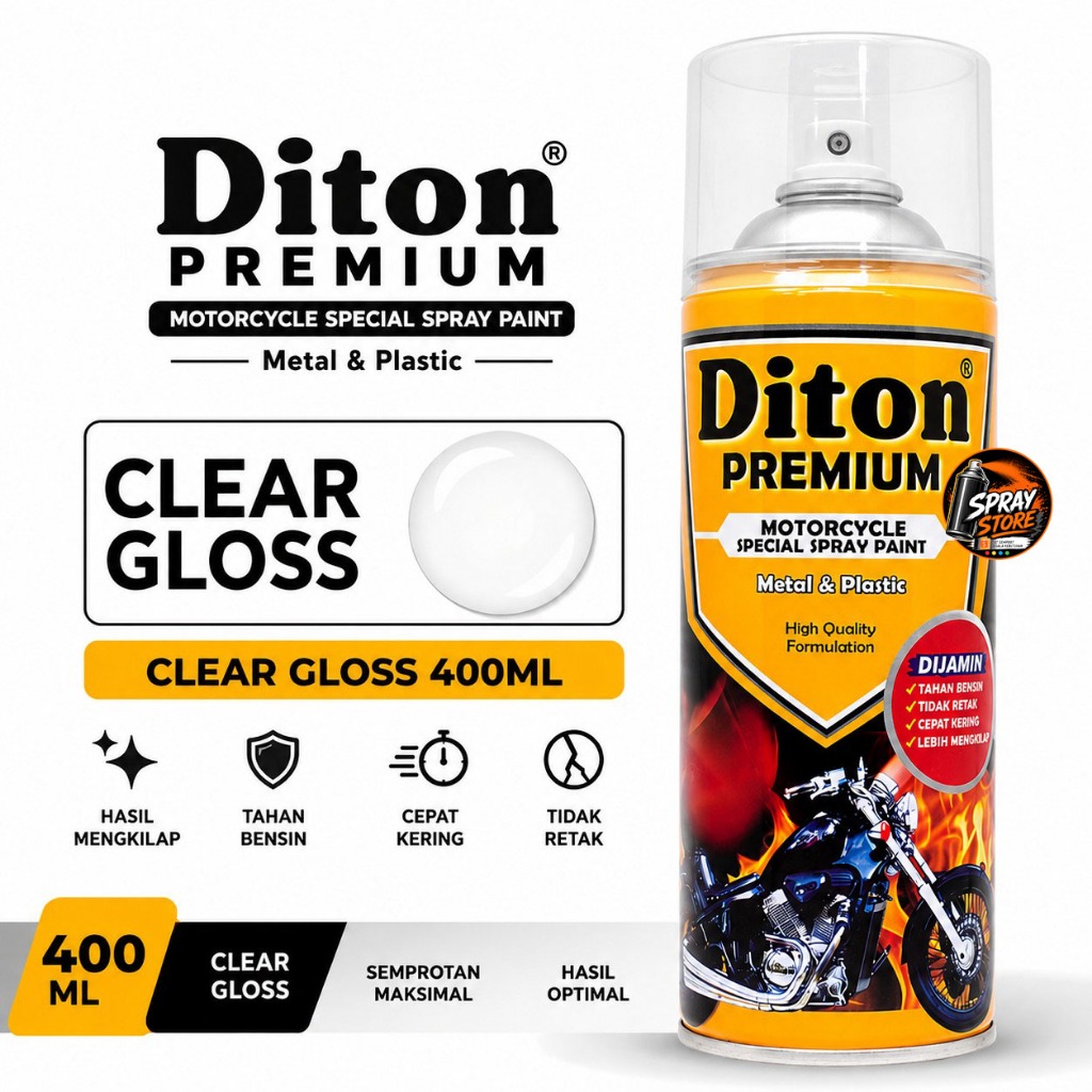 Diton Premium Clear Gloss 400ml - Cat Semprot Klir Premium