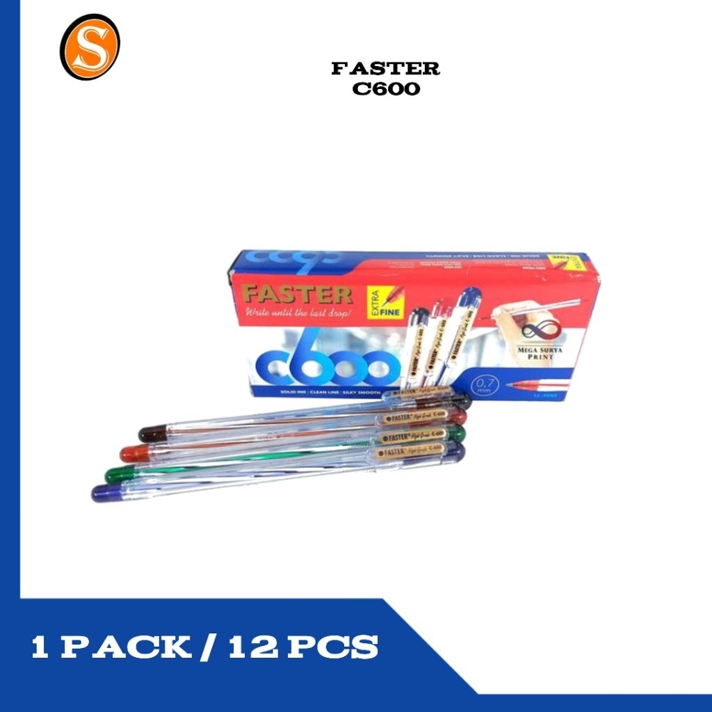 [1 PACK] PULPEN MURAH / PULPEN FASTER / PULPEN TINTA / PULPEN FASTER C600 PER PAK