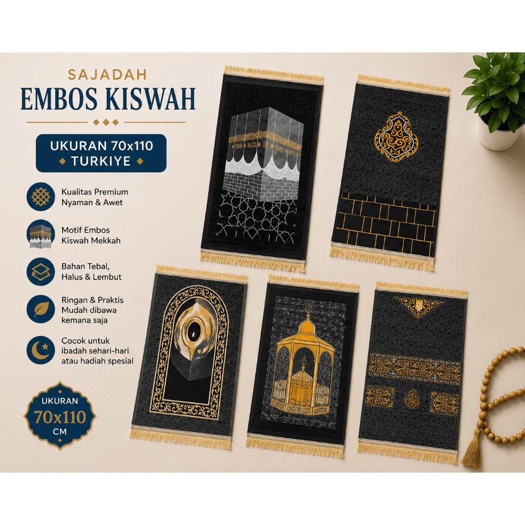 Sajadah Embos Kiswah/ Sajadah Empuk/ Sajadah Kiswah/ Sajadah Tirkiye/Sajadah Embos Lembut