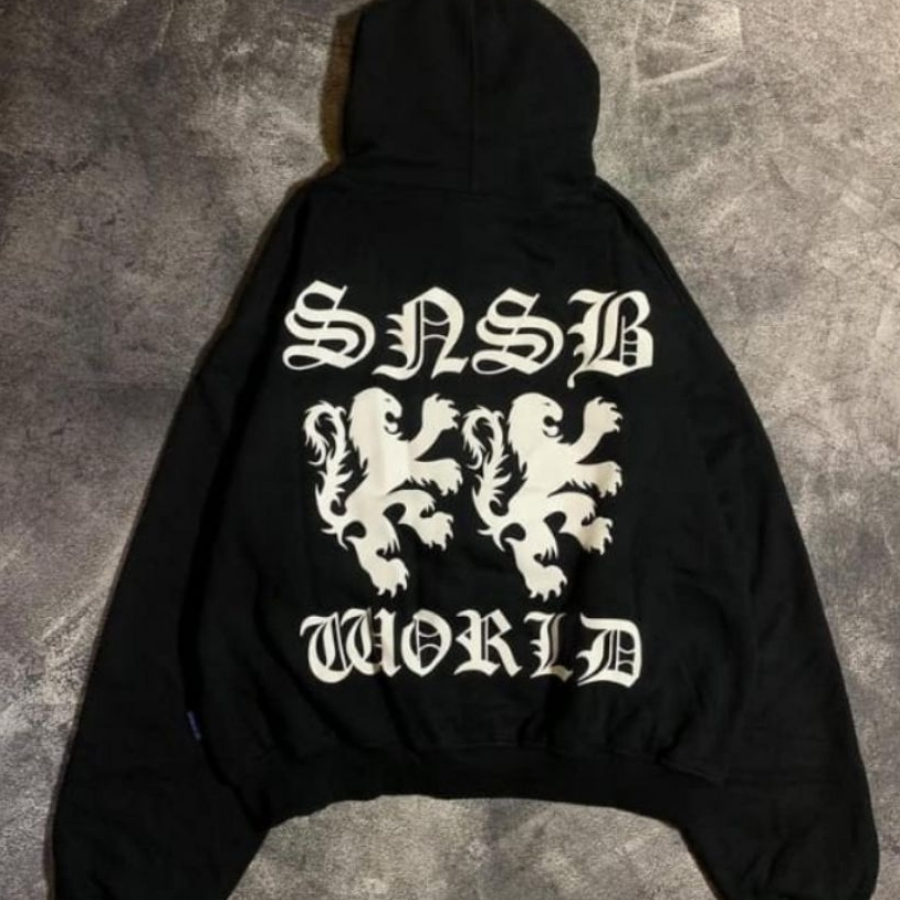SWEATER HOODIE BOXY SNSB WORLD FAUL OVERSIZE UNISEX PRIA WANITA COD