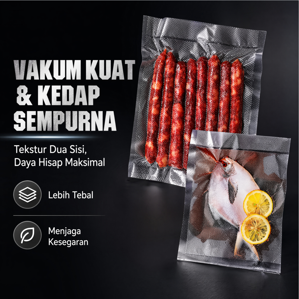 Plastik Vacum Embos/ Embos Plastik Vacum Sealer Uk 17x25cm/ Plastik Vacum Bag Harga Untuk 1PCS