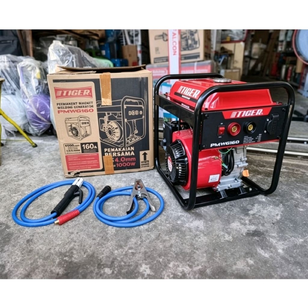 Mesin genset las TIGER 1.000W 160 Ampere plus kabel  dan tang las