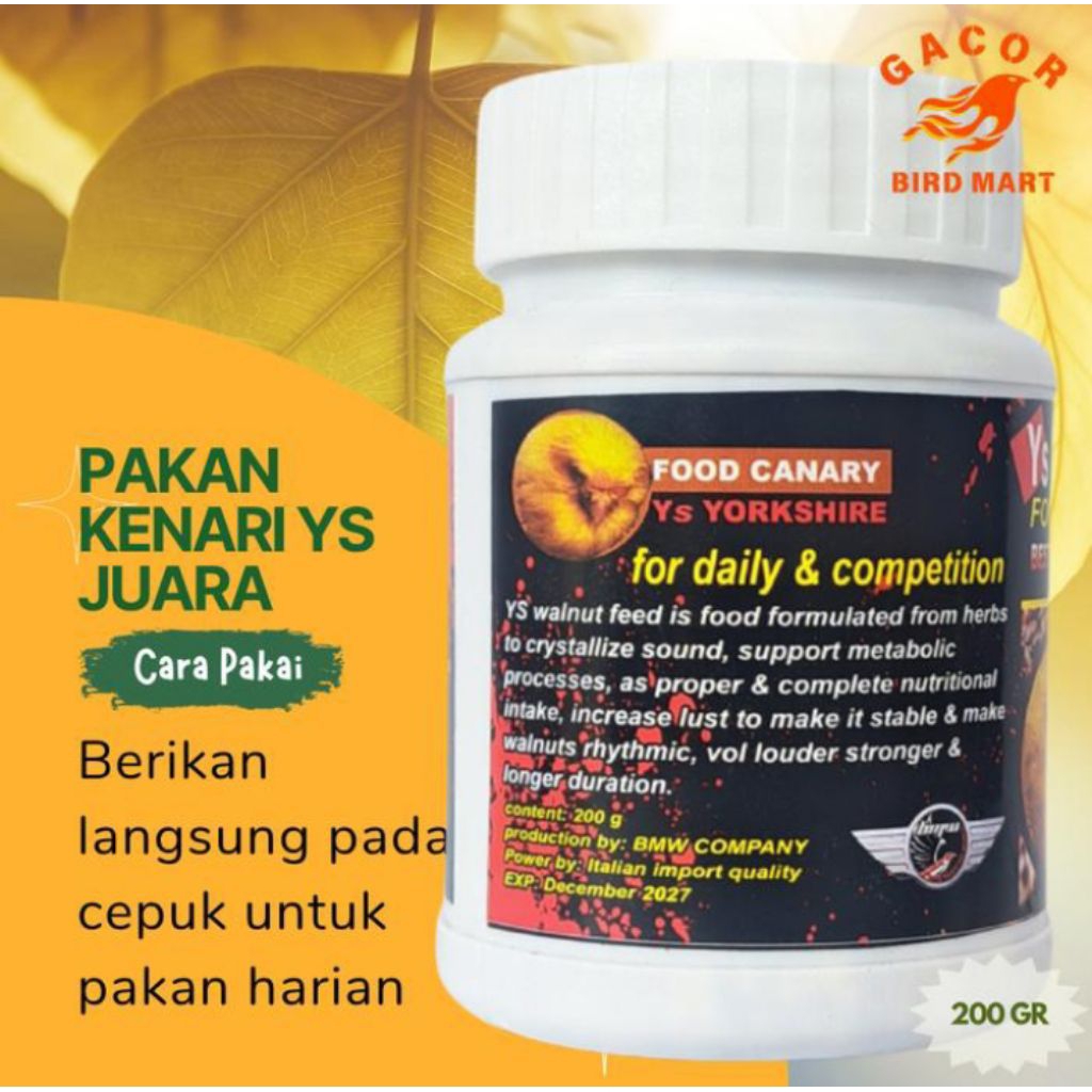 Pakan Burung Kenari YS Yorkshire Makanan Burung Juara | Kemasan 200g