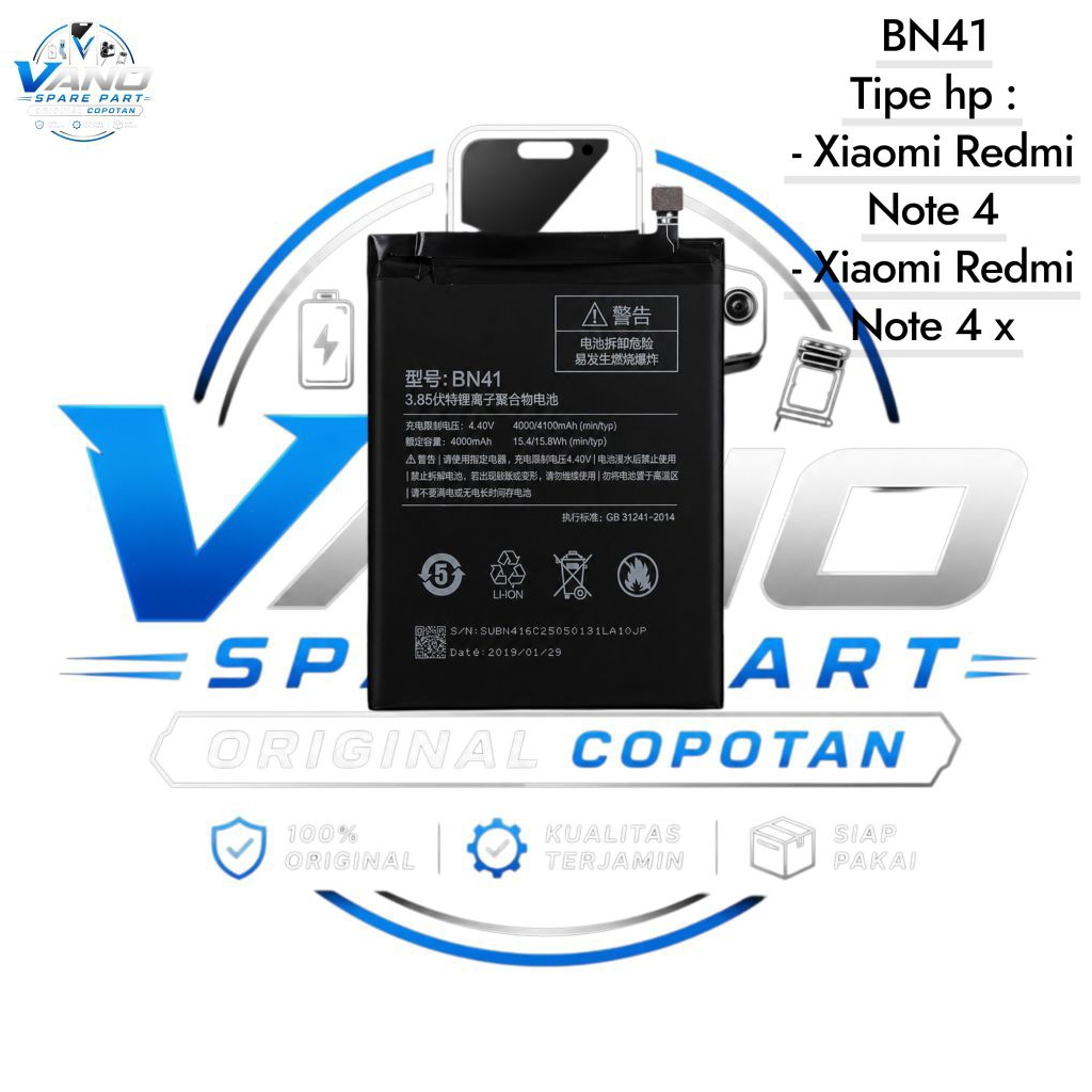 BATERAI BATRE XIAOMI REDMI 4/4X BN41 ORIGINAL COPOTAN