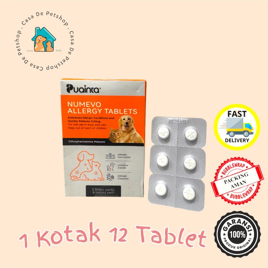 Puainta Allergy Tablet Anti Alergi / Gatal / Eksim Kemerahan / Atopic Dermatitis untuk Kucing Anjing