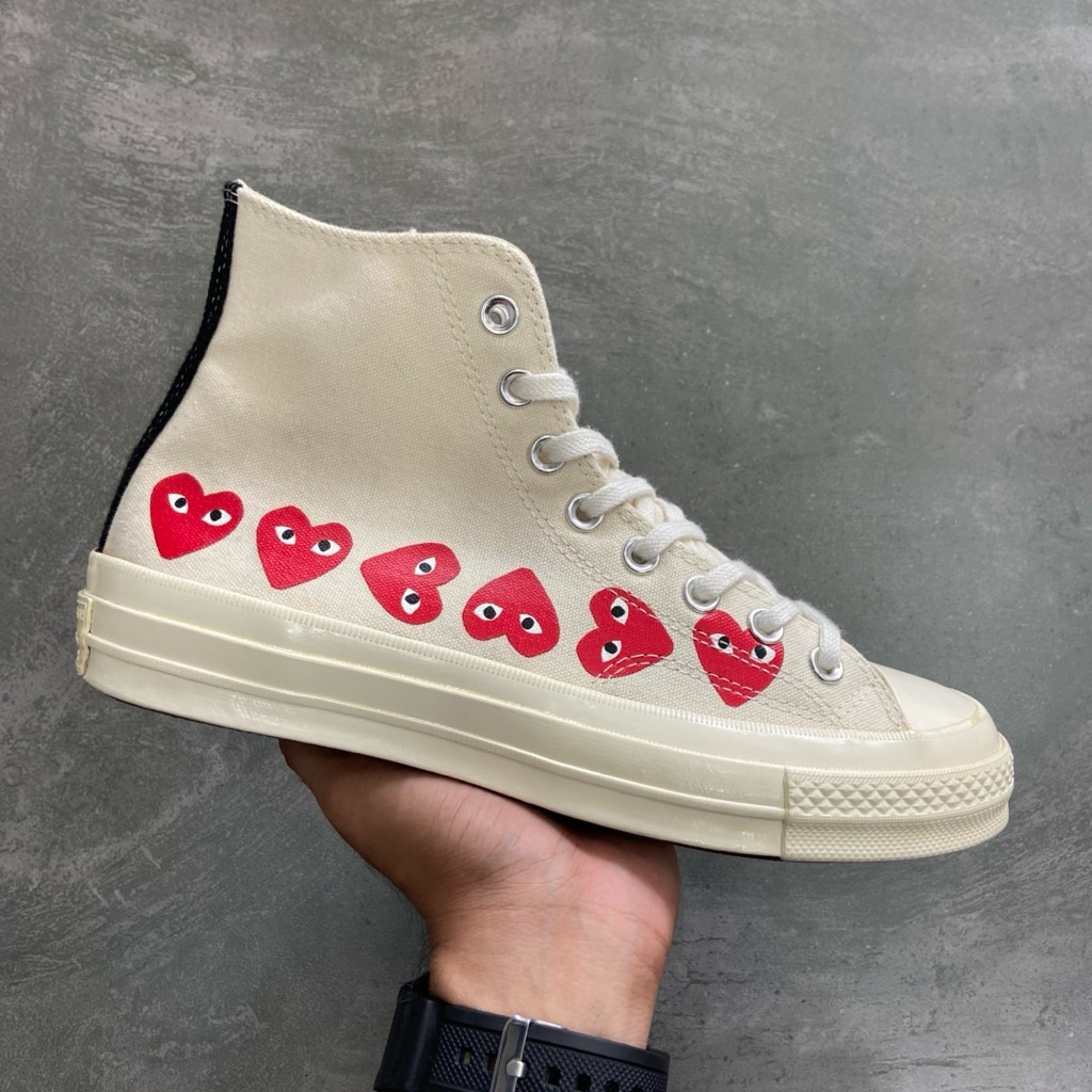 [Size 40] Comme des Garçons Play x Converse Chuck 70 Hi ‘Multi Heart’ (162972C) Second Original Kond