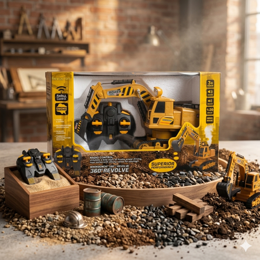 Mainan Anak RC EKSAVATOR ASAP, Remote Control Spray Builder Excavator