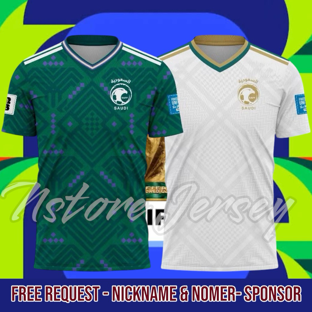 JERSEY ARAB SAUDI HOME AWAY PIALA DUNIA 2026 FRE CUSTOM NAMSET