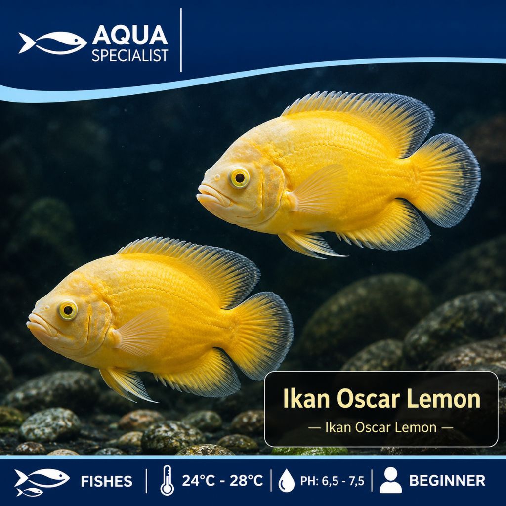 Oscar Lemon Albino Size M — Ikan Hias Predator Air Tawar