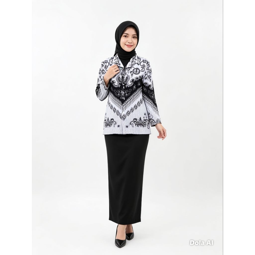 Atasan batik PGRI motif KUSUMA BANGSA model kerah semijas wanita full furing