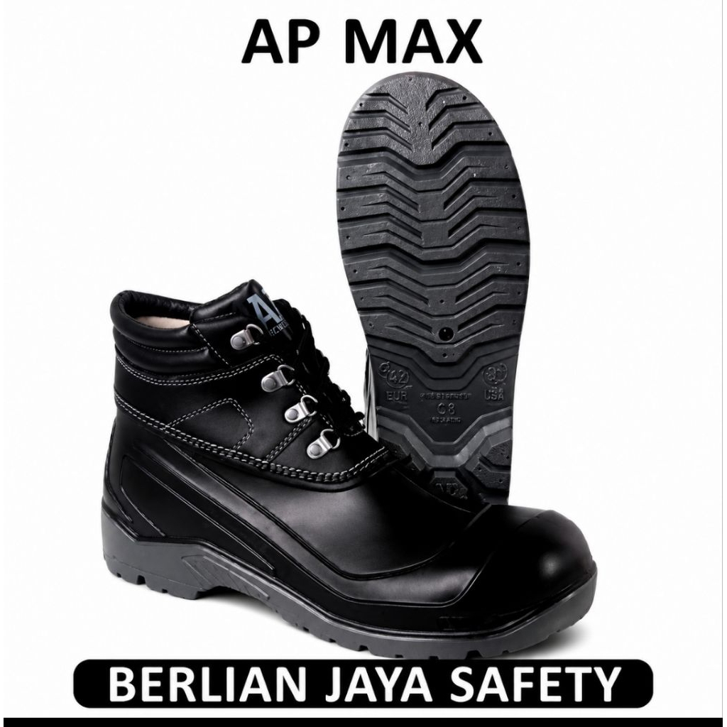 SEPATU AP BOOTS SAFETY MAX SIZE 39-43 - AP BOOTS SAFETY MAX - AP SAFETY STEEL TOE - 39 Hitam