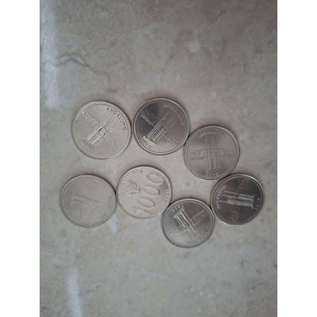 Koin 1000 rupiah gambar angklung edisi 2010 [7pcs] - koin kuno Indonesia/koin perak