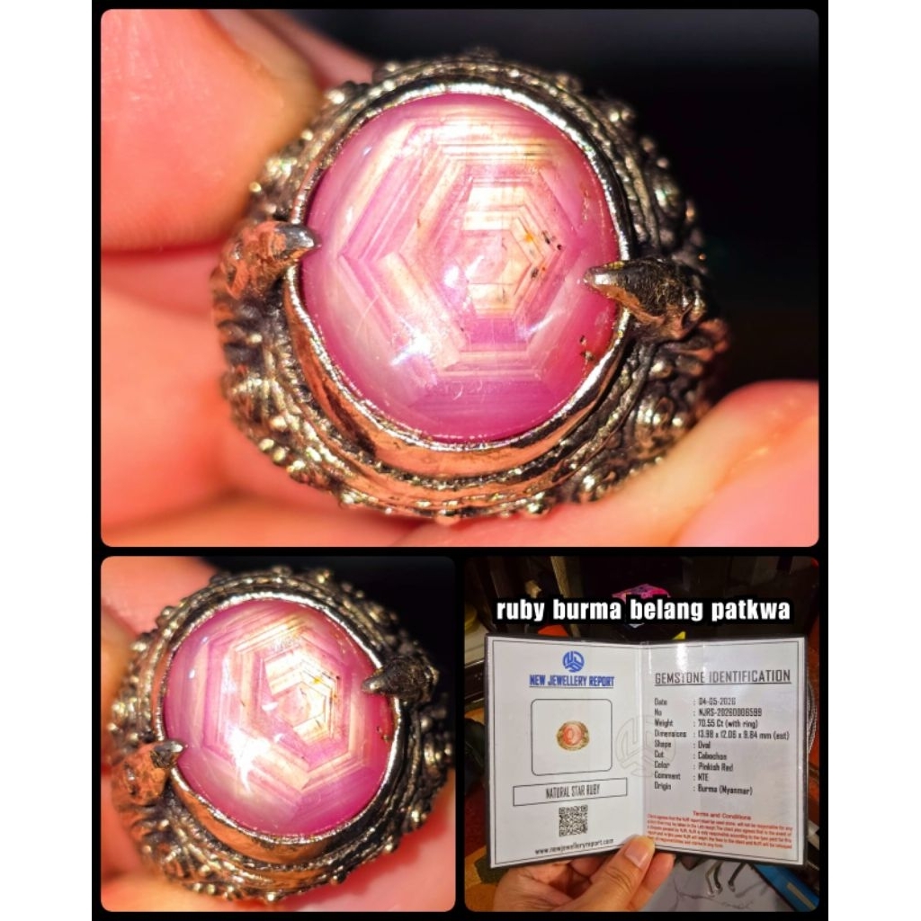 natural permata ruby star burma jumbo NTE ( PIGEON BLOD )