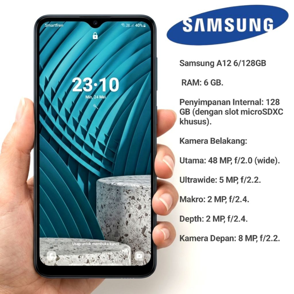 Handphone Samsung A12 Ram 6GB Rom 128GB, Hp Second Mulus Berkualitas