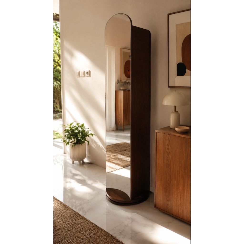 Atlas Plywood Lemari Putar 360° Minimalis Cermin Full Body