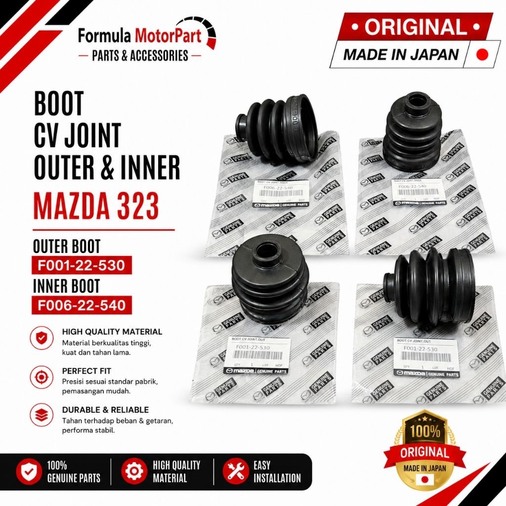 KARET BOOT CV JOINT AS RODA LUAR DALAM MAZDA INTERPLAY 323 FAMILIA F001-22-530 F006-22-540