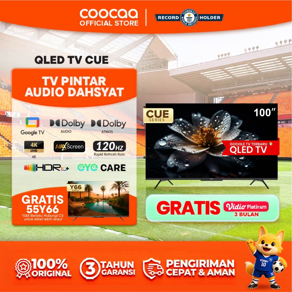 [NEW] [Google TV] COOCAA TV 100 inch - QLED- Smart TV - Digital TV - Netflix & Youtube - Google Assi