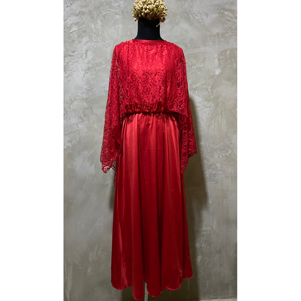 PRELOVED DRES SATIN BRUKAT KONDANGAN/IMLEK