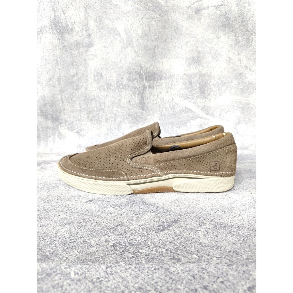 SEPATU SLIP ON SPERRY TOP SIDER LARGO TAUPE SUEDE SECOND ORIGINAL LIKE NEW
