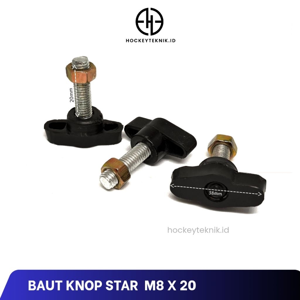M8 BAUT KNOP STAR / KNOB BINTANG M8 TEBAL / BAUT LIGH STAND/BAUT KUNCIAN TRIPOD INBEX/ KNOP BAUT M8 