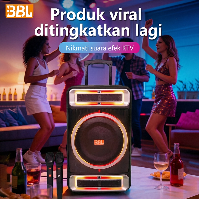 Kirim di hari yang sama BBL-123 Speaker Karaoke Bluetooth Portable 15 Inch Bass Besar RGB LED | Soun