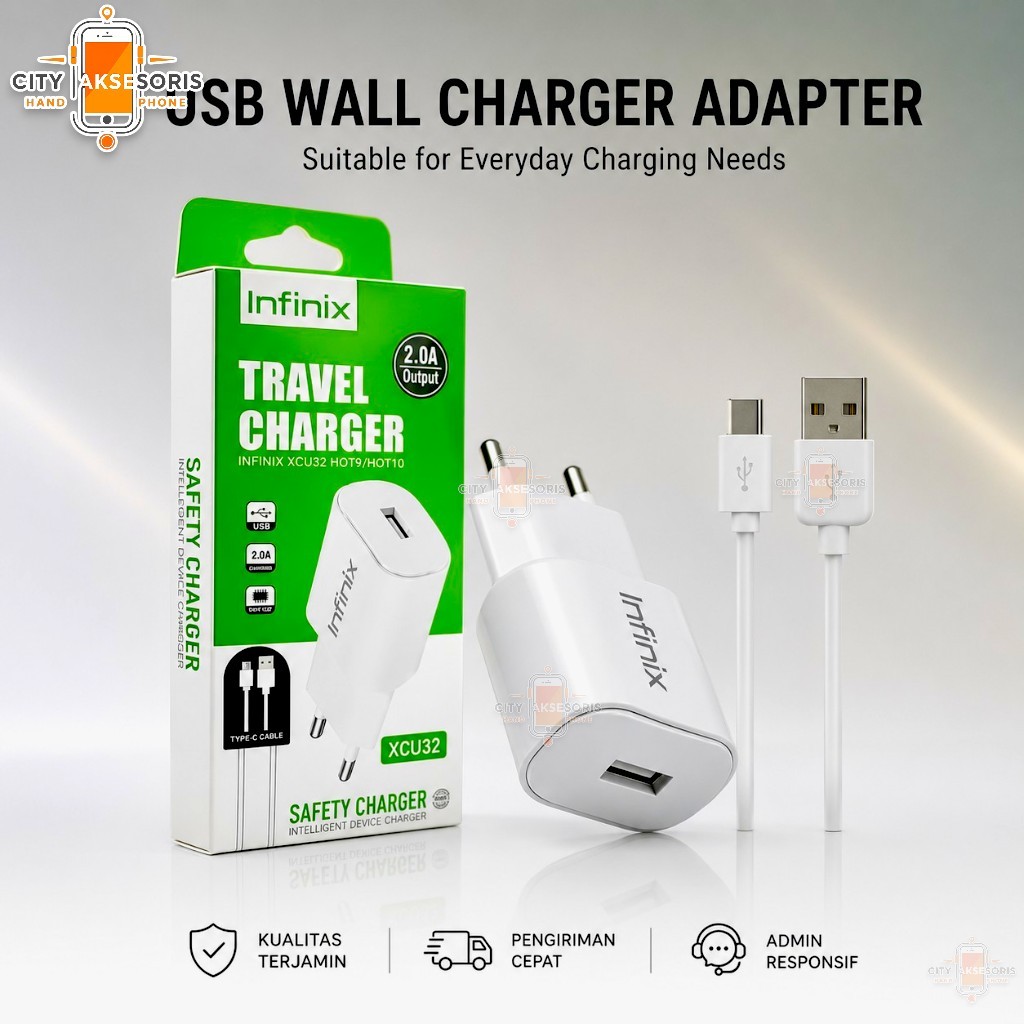 Travel Charger Infinix XCU32 MICRO USB & TYPE-C support Hot 9 Hot 10 Hot 10/11 Play Casan Hp Infinix