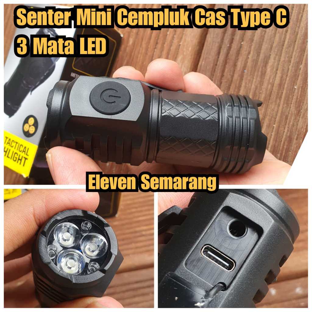 senter mini cas tebal senter kecil cempluk cas type c senter tangan praktis kecil Senter Mini LED 3 