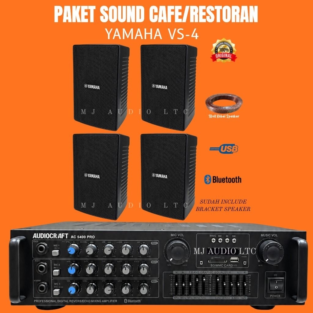 Paket Speaker YAMAHA VS-4/4 Titik,  Amplifier AC-5400 Bluetooth