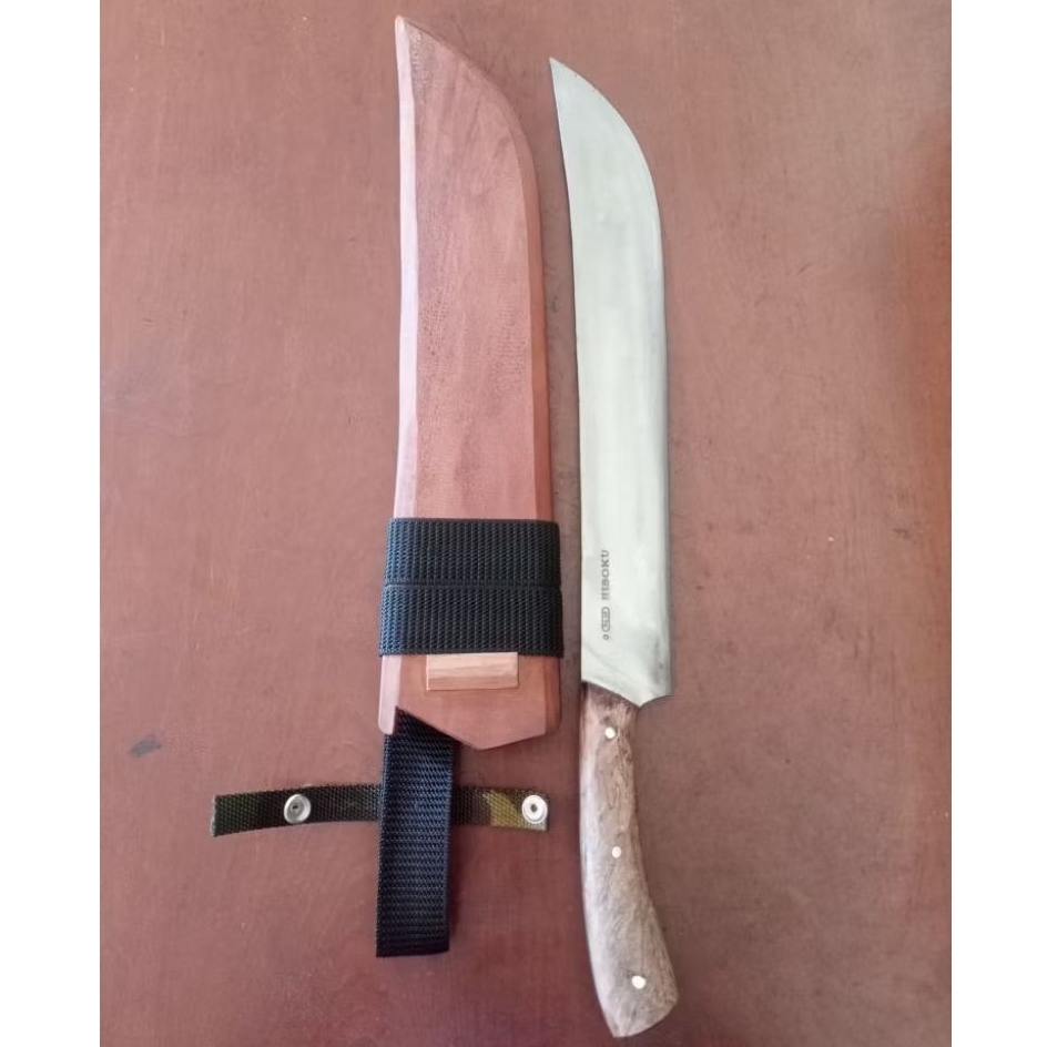 parang golok lancip pedang dengan sarung baja full fulltang