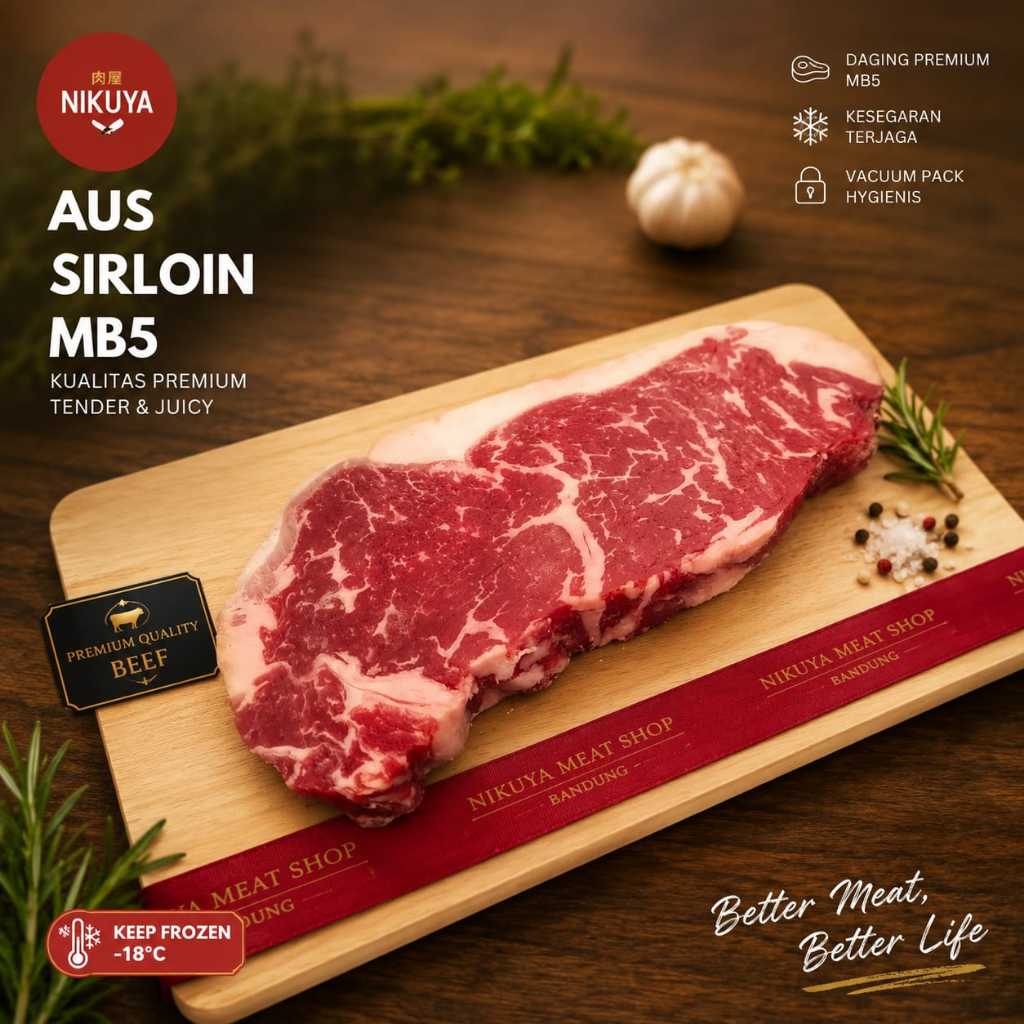 AUS Wagyu SIRLOIN MB5 - daging sapi stik steak impor has luar