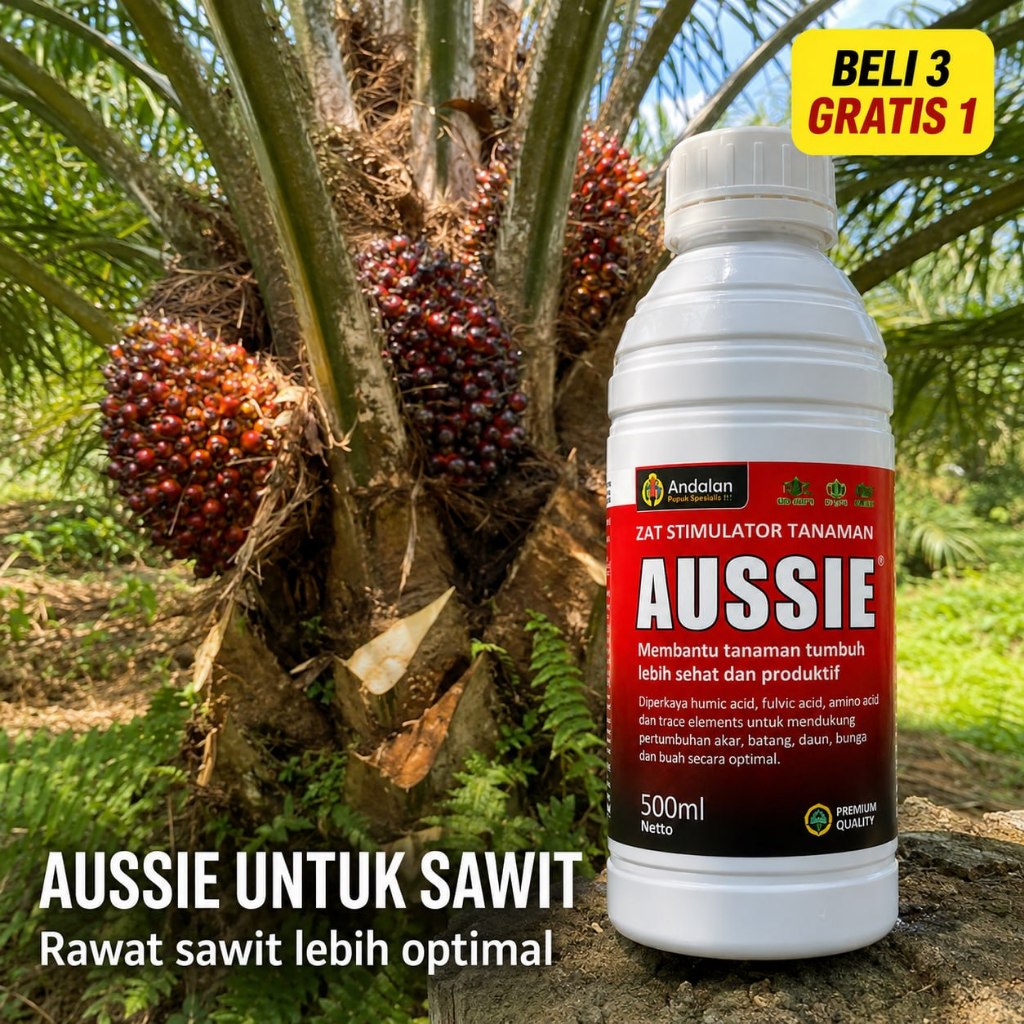 Pupuk Cair Kelapa Sawit Nutrisi Tanaman Bantu Akar Kuat Daun Hijau Tandan Optimal Aussie 500ml