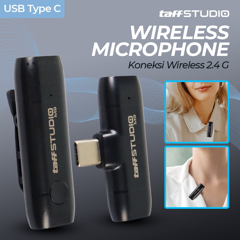 Wireless Lavalier Lapel Microphone Mic Mikrofon Clip Klip Vlogger Youtuber Live Smartphone Hp Handph