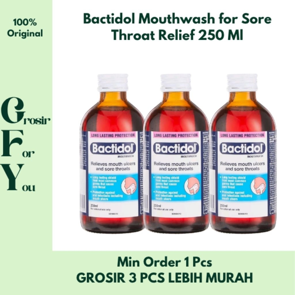 Bactidol Mouthwash for Sore Throat Relief 250ml