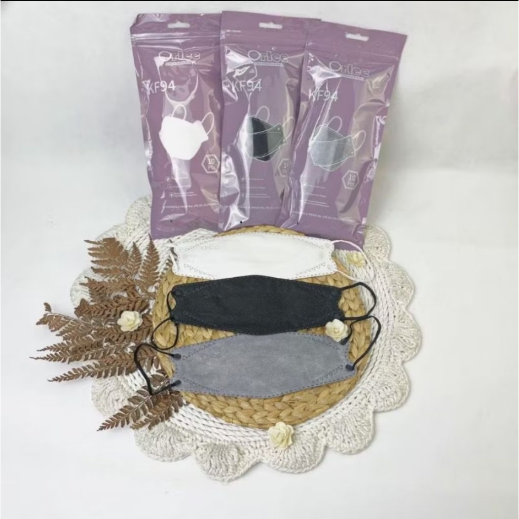 Masker KF 94 ORLEE Warna Hitam/Putih 10pcs