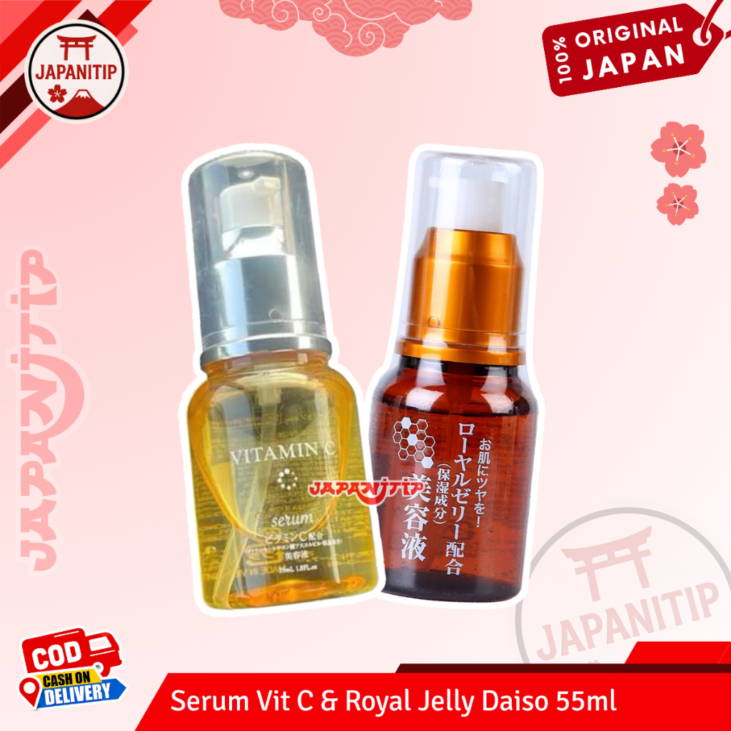 SERUM Vitamin C & Royal Jelly Essence Daiso 55ml Melembutkan & Mencerahkan Wajah Original Japan